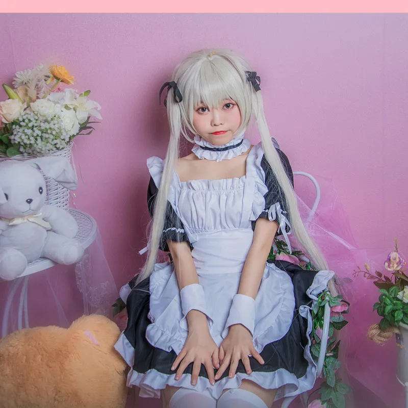 

Japanese black and white maid ladies big guy long style Lolita maid lovely big size COS dress