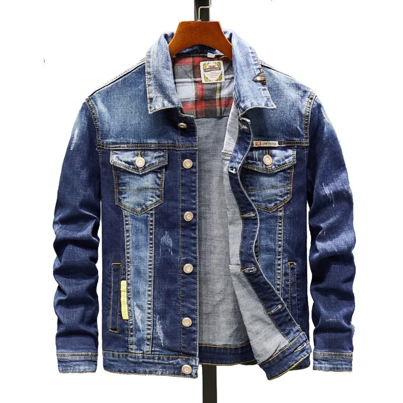 

2019 wholesale casual mens fashion washed denim jacket blue men's jackets coats