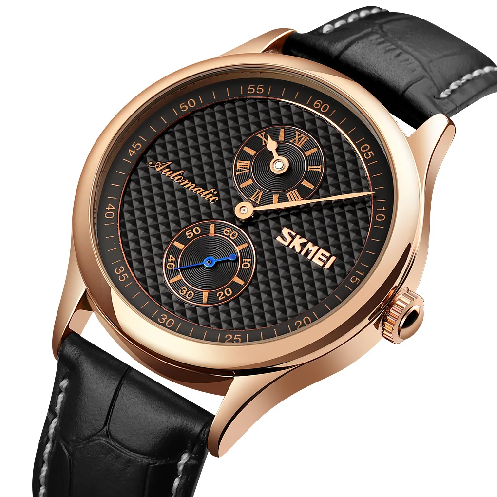 

SKMEI 9238 Man Watch Leather Strap Automatic Mechanical Watch, 5 colors