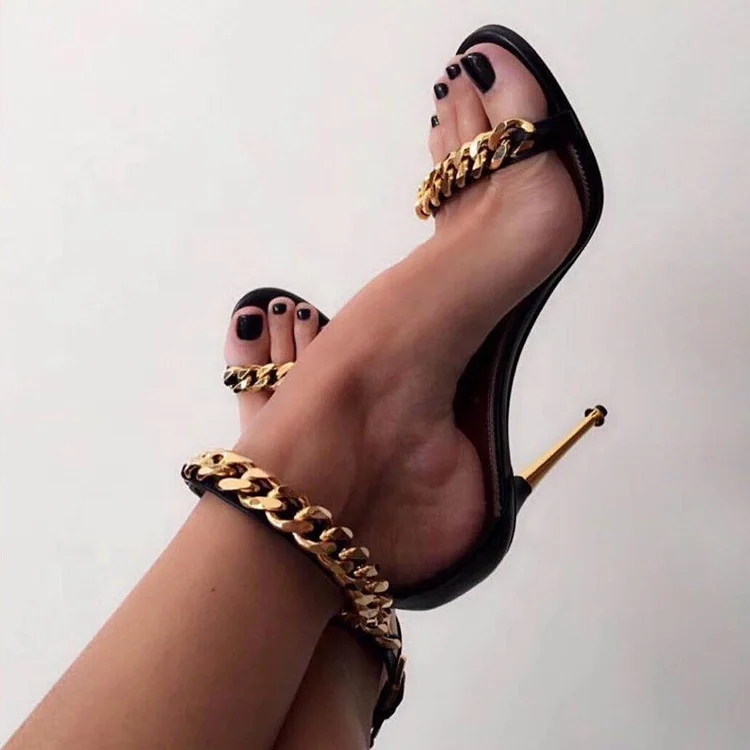 

Luxurious brand chain and accept customization logo service high heel women sandals