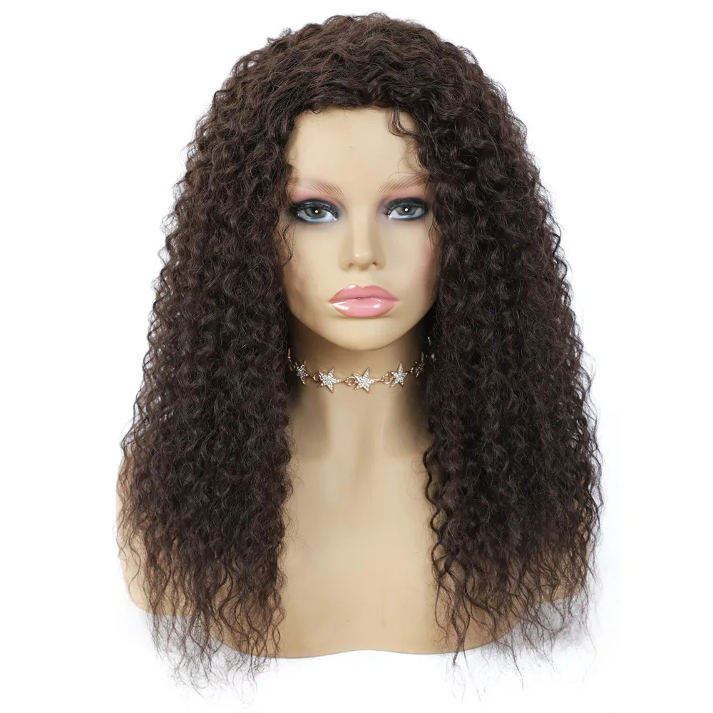 

Natural color looks real high quality blend human hair and synthetic fiber wigs for women