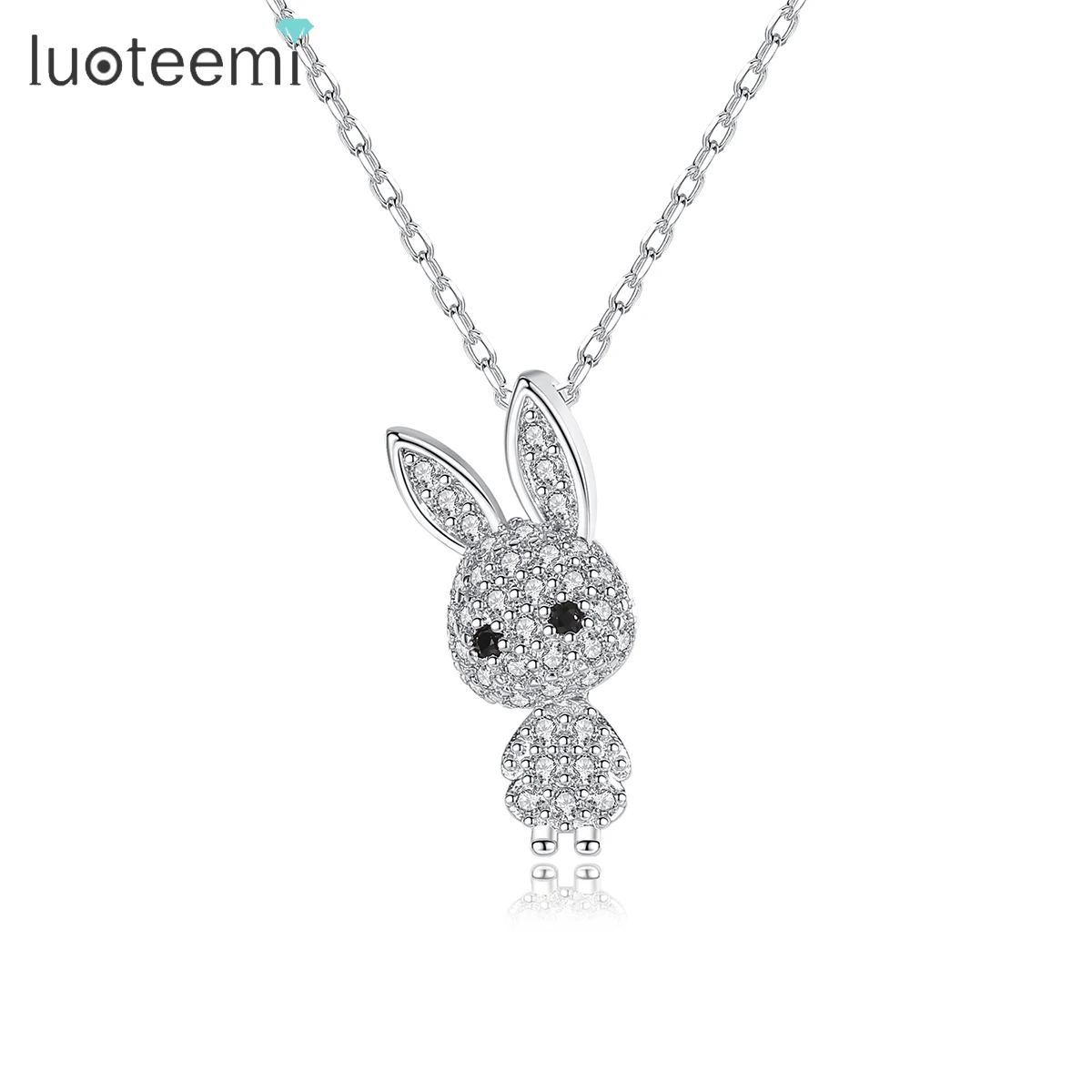 

LUOTEEMI Custom Rhinestone Necklace Crystal Choker Wholesale Rabbit Crystal Animal Necklace