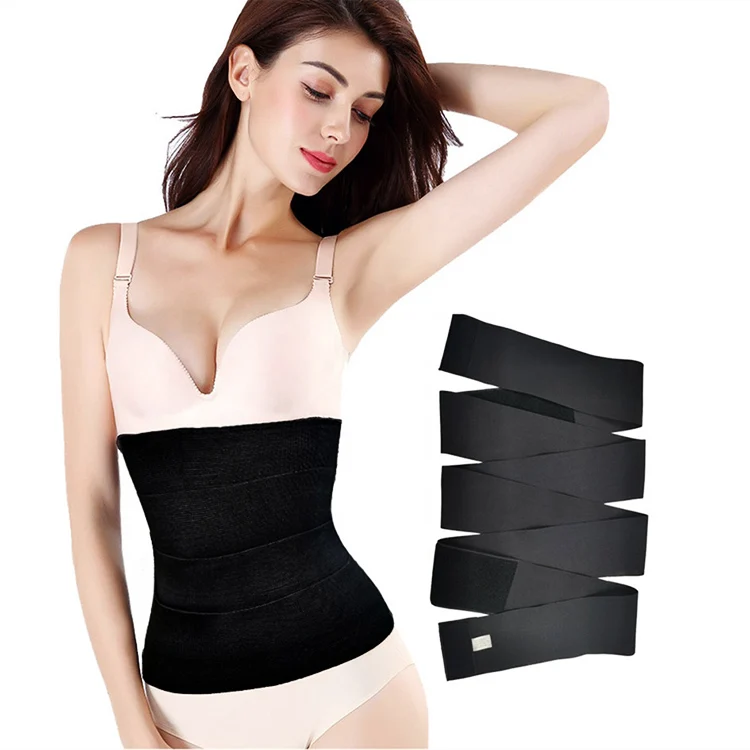 

Adjustable Free Size Corset Flat Waist Trainer Wrap Usable Black Strip Bandage Long Elastic Band Wrap Waist Trainer
