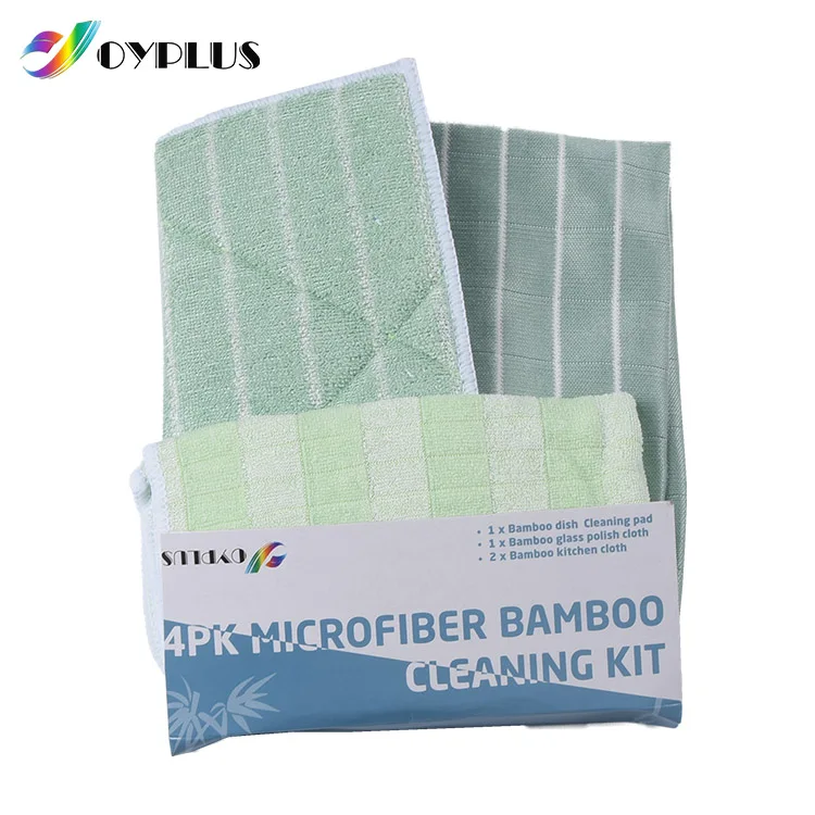 

Microfiber bamboo cloth, bamboo dish cloth, dish washing cloth for kitchen cleaning 3PK bamboo cleaning clothes, Customized