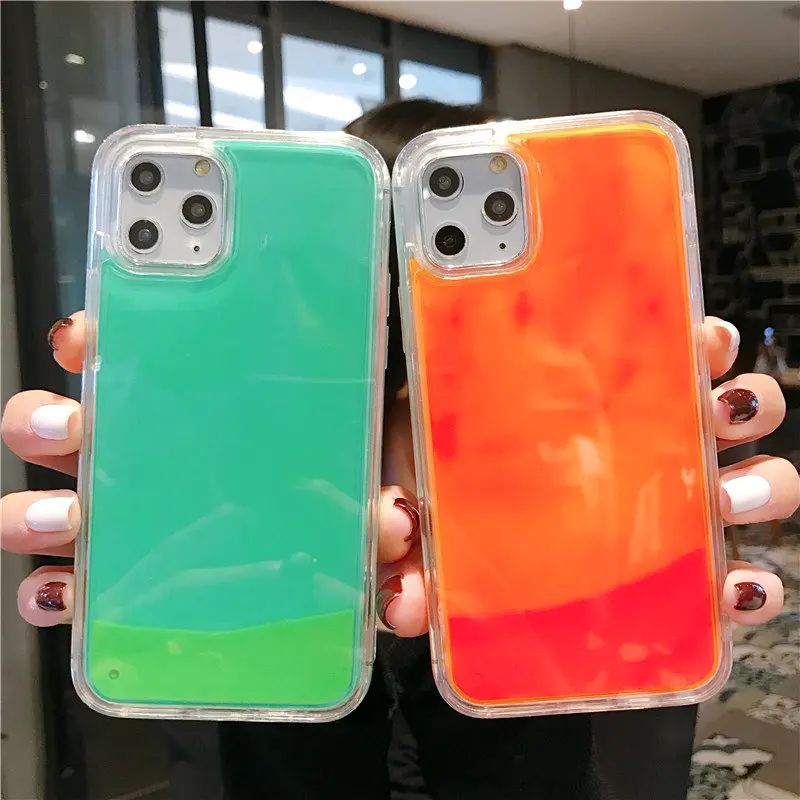 

Luminous Neon Sand phone Case For iPhone 11 Pro X XS Max XR 6 6S 7 8 Plus Glow In The Dark Liquid Glitter Quicksand Cover Coque