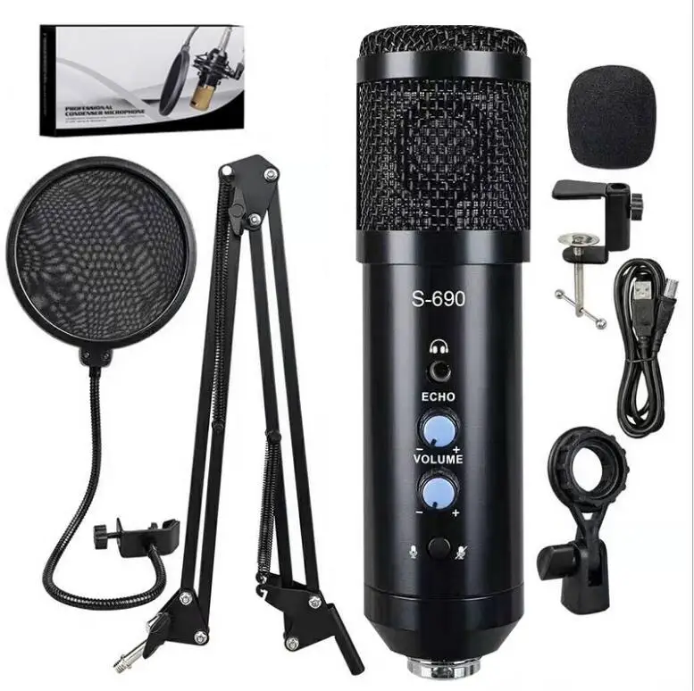 

Fifine professional S690 usb condenser microphone with arm stand mic for pc suitable studio recording singing