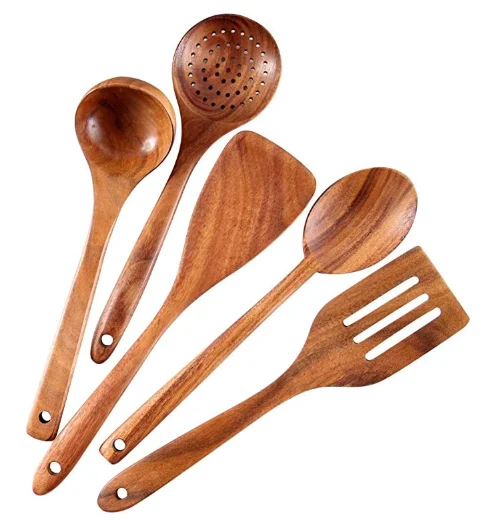 

Diyue Housewares DIY2012151 Wholesale Teak Wood Cook Tool Pack 5 Nonstick Slotted Spatula Set Kitchen Cooking Wooden Utensil, Natural wood