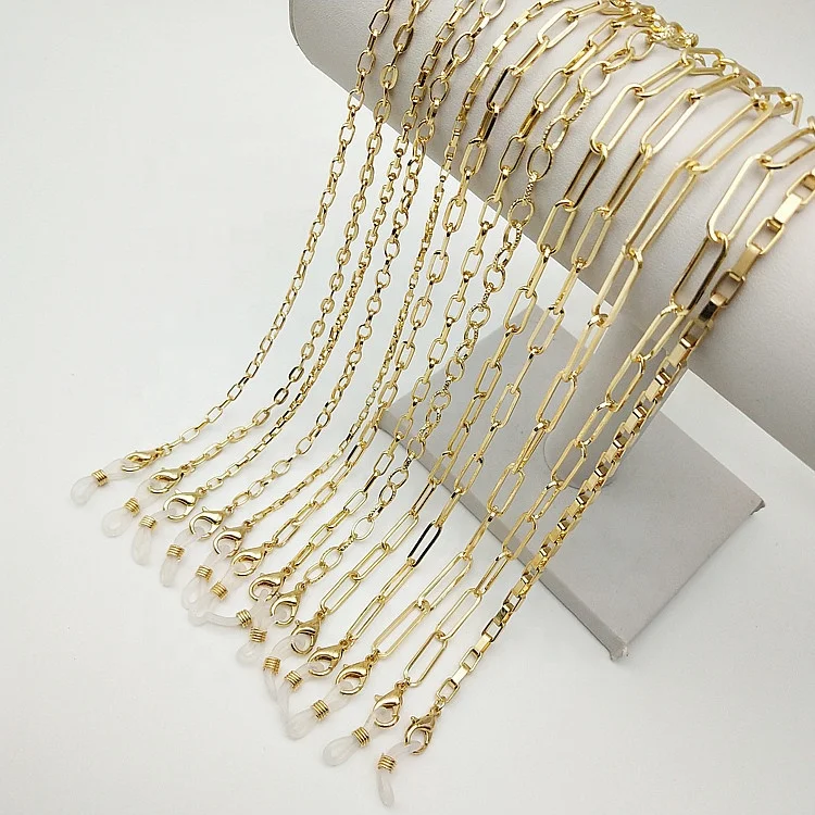 

2021 New Customized Hot Sale Fashion Glasses Anti Clip Face Cover Protector Metal Curb Chain Necklace Factory Wholesale, Gold