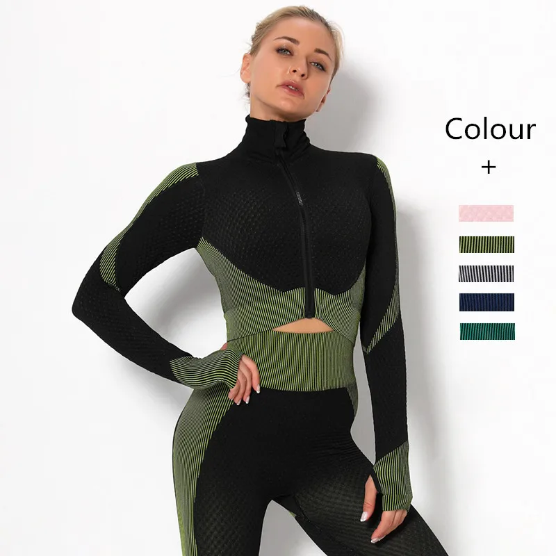 

Women's Hot selling zipper sports top quick dry training running Yoga Top