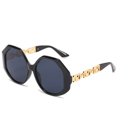 

2021 New Luxury Brand Polygon Square Sunglasses For Women Vintage Alloy Hollow Elegant Sun Glasses Female Black White Eyewear, Custom colors