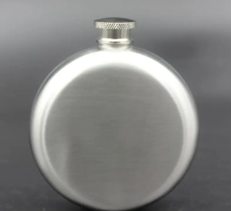 

Amazon Wholesale 5oz Mini Portable Silver Stainless Steel Round Wine Whisky Alcohol Flask Liquor Flask Hip Flask, As picture