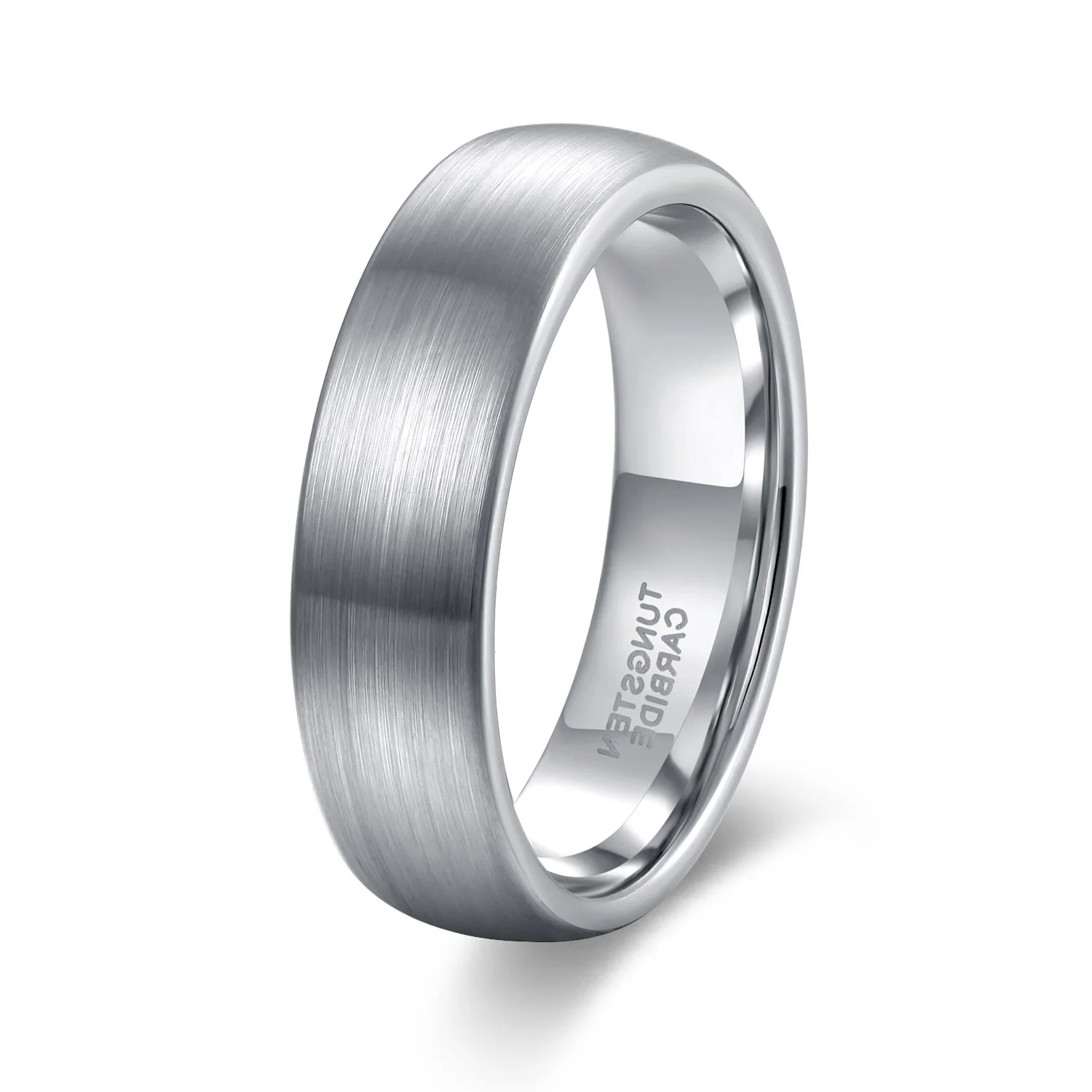 OAHLAN Tungsten Carbide Rings 6mm 8mm Trendy Silver Color Brushed Domed Anti Rust for Men Women Unisex Wedding Bands Jewelry