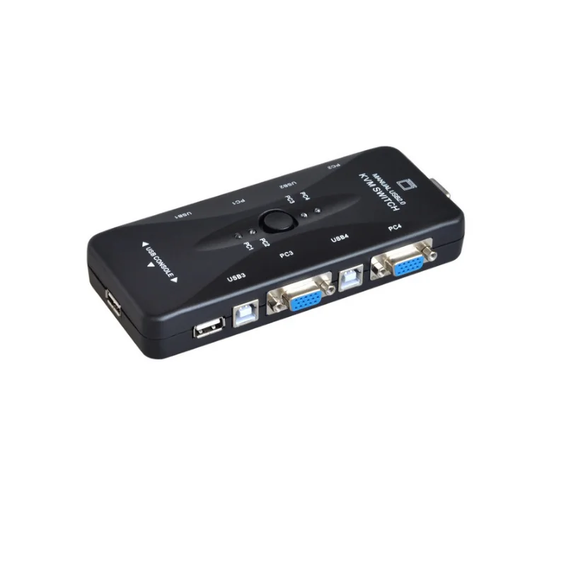 

Black 4 Port manual USB 2.0 KVM Switch VGA/SVGA Splitter Box Video VGA switcher 4 input 1 output