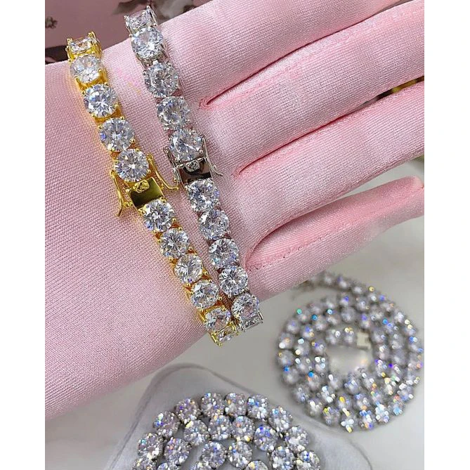 

hot fashion women 925 sterling silver cubic zirconia diamond tennis bracelet
