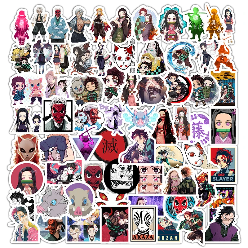 

70 pcs/bag Kimetsu no YaibaJapanese Anime Cartoon Stickers, Cmyk