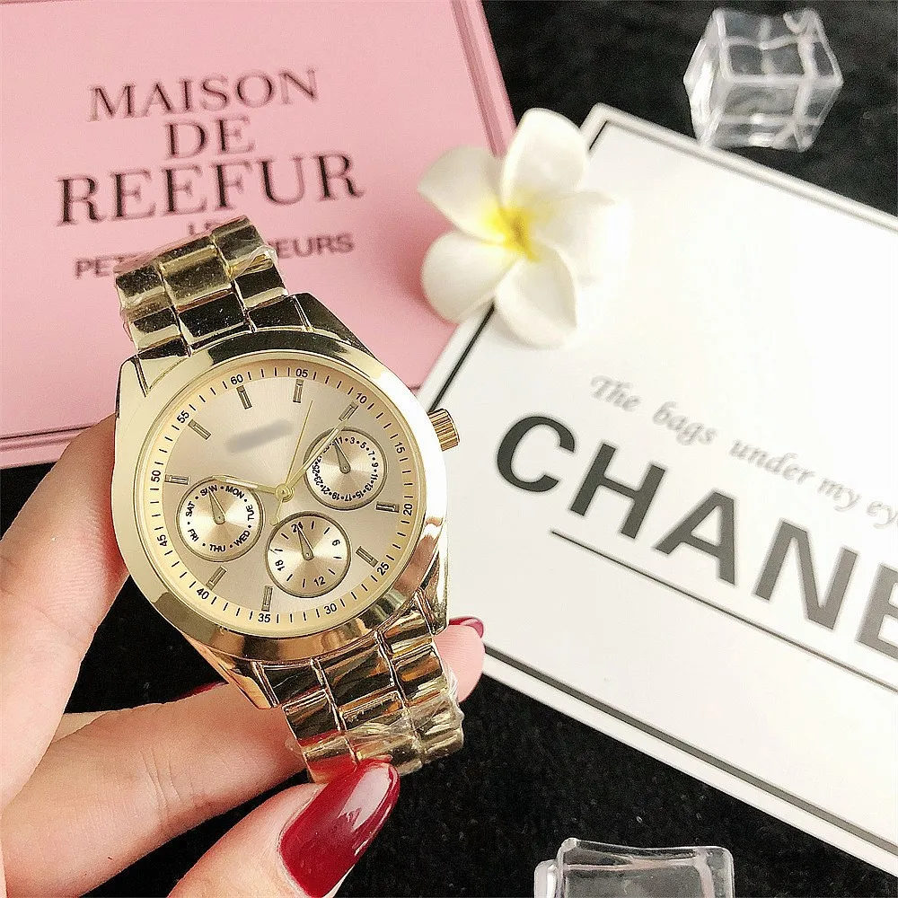 

Hot sale fashion stainless steel brand watches for women gold women watch luxury