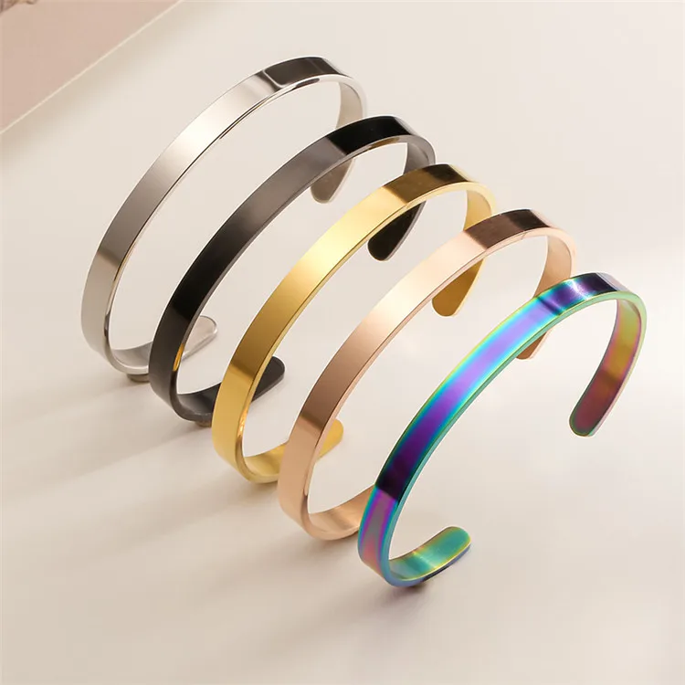 

Hot Selling Couple Custom Bracelet  Open 18k Gold Plated Cc Stainless Steel Bracelet, As shown