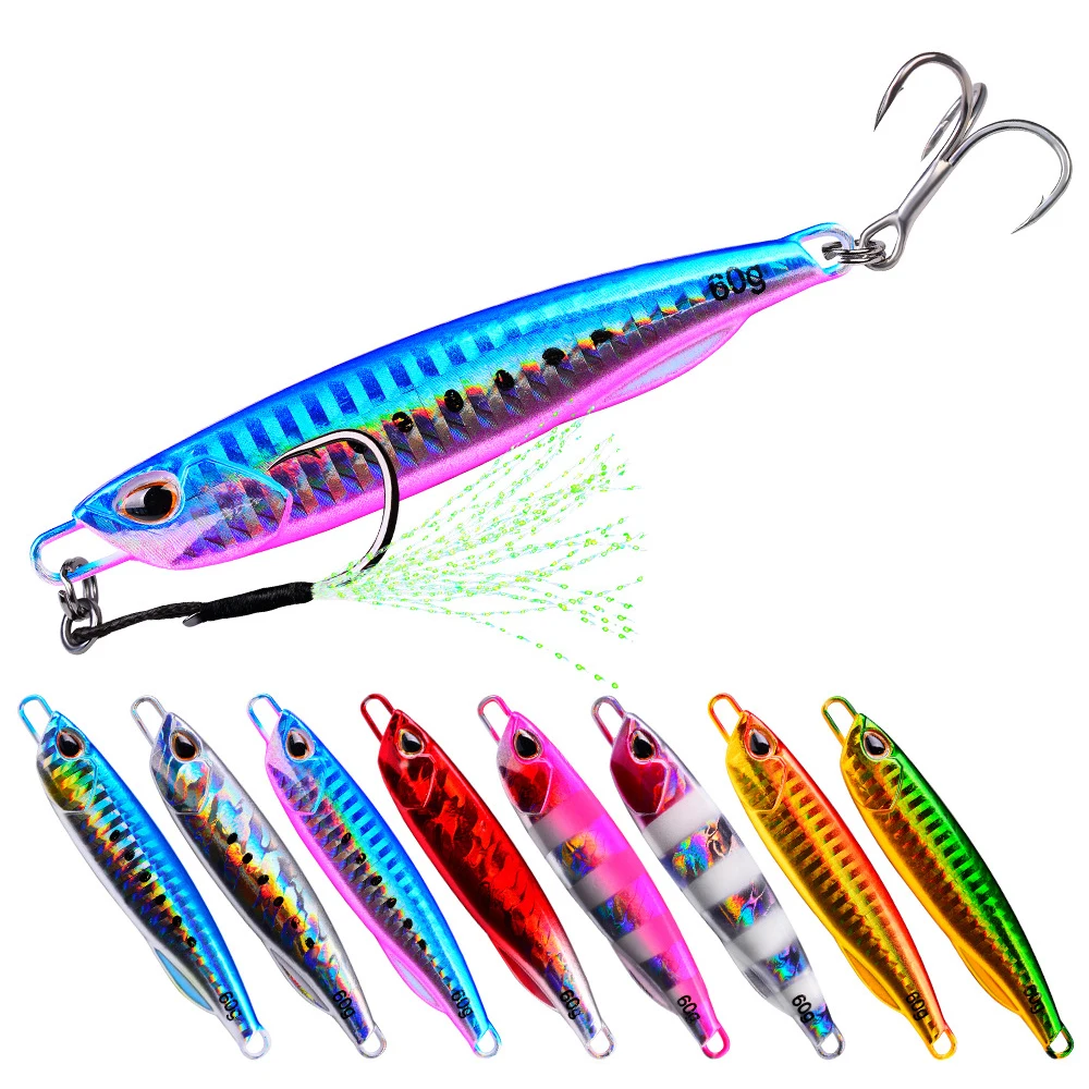 

WEIHE 8Pcs/lot Metal Cast Jig Spoon 10g-15g-20g-30g-40g-50g-60g Casting Jigging Lead Fish Sea Bass Fishing Lure Tackle, 8 colors