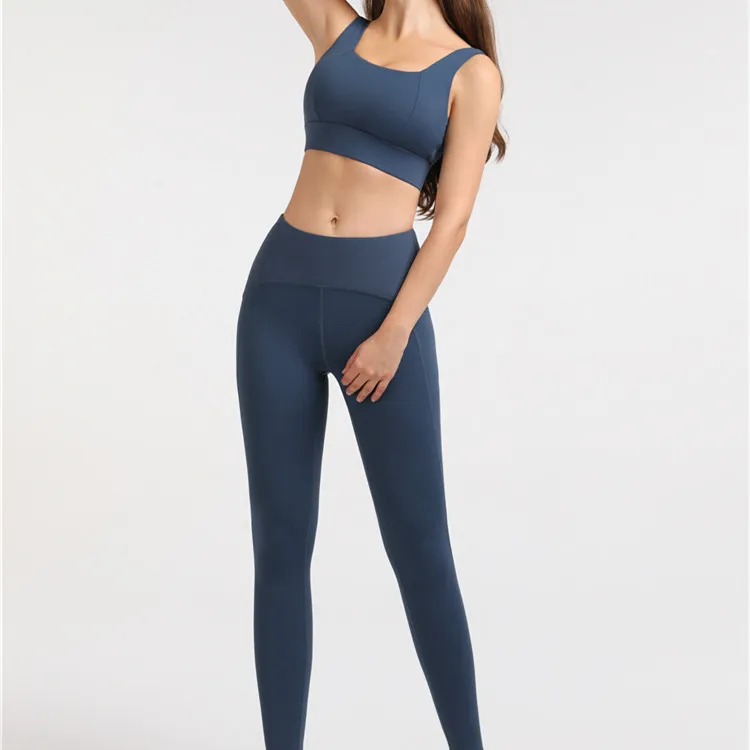 

Henschel New arrival hot sale Spandex nylon customized plus size Gym Fitness women sports Bra legging seamless yoga set, Purple blue black red grey