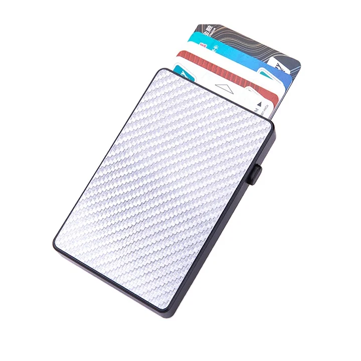 

Black Carbon Fiber Wallet Secure Money Clip Passport Cover Anti theft Plates