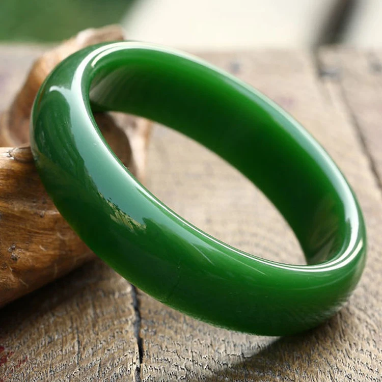 

Wholesale Certified Beautiful Natural Stone Bangle White Green Jade Bangle, Picture