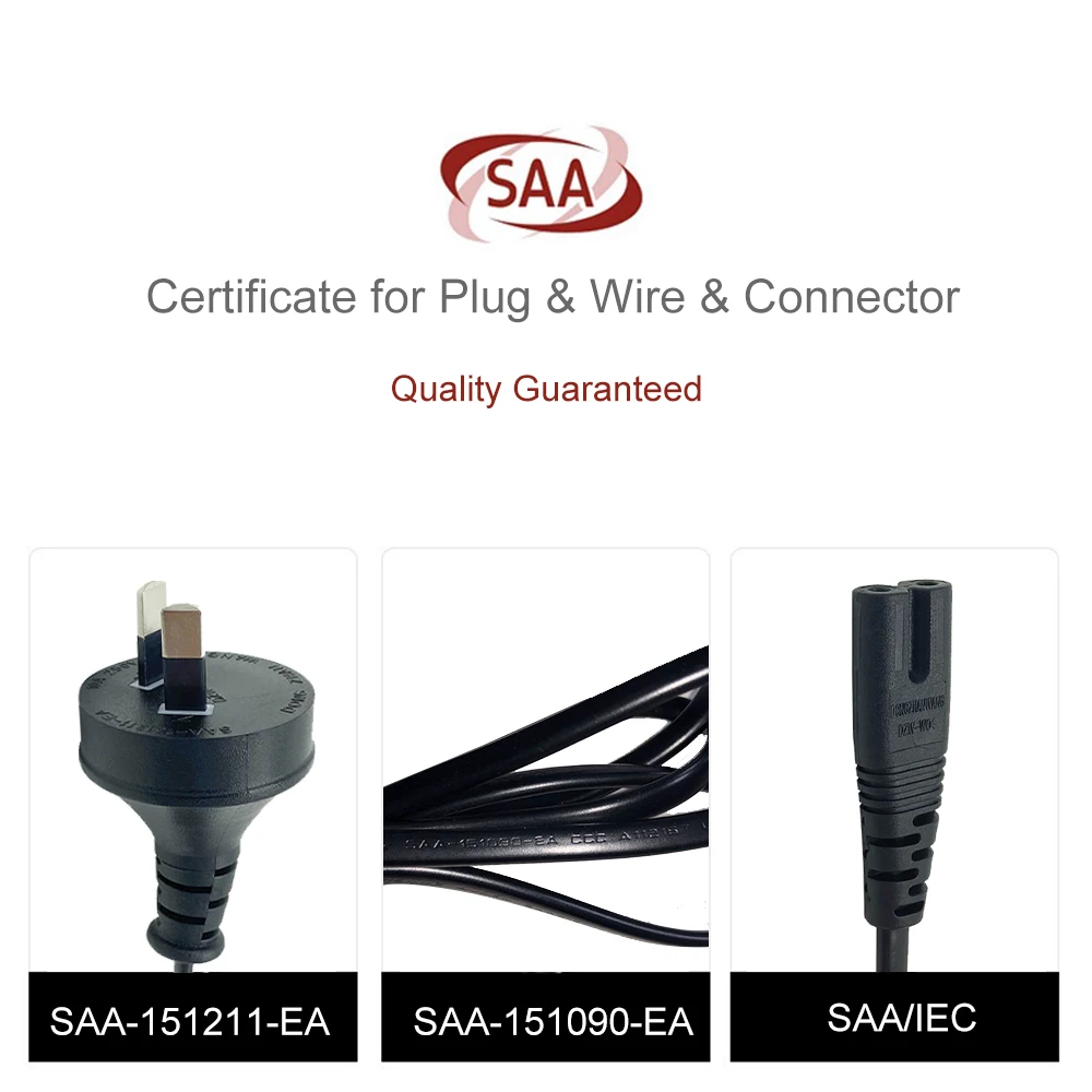 Exwork 1.5m Black 2 Pin Plug Type I Ac Cord As3112 Au Saa Australian