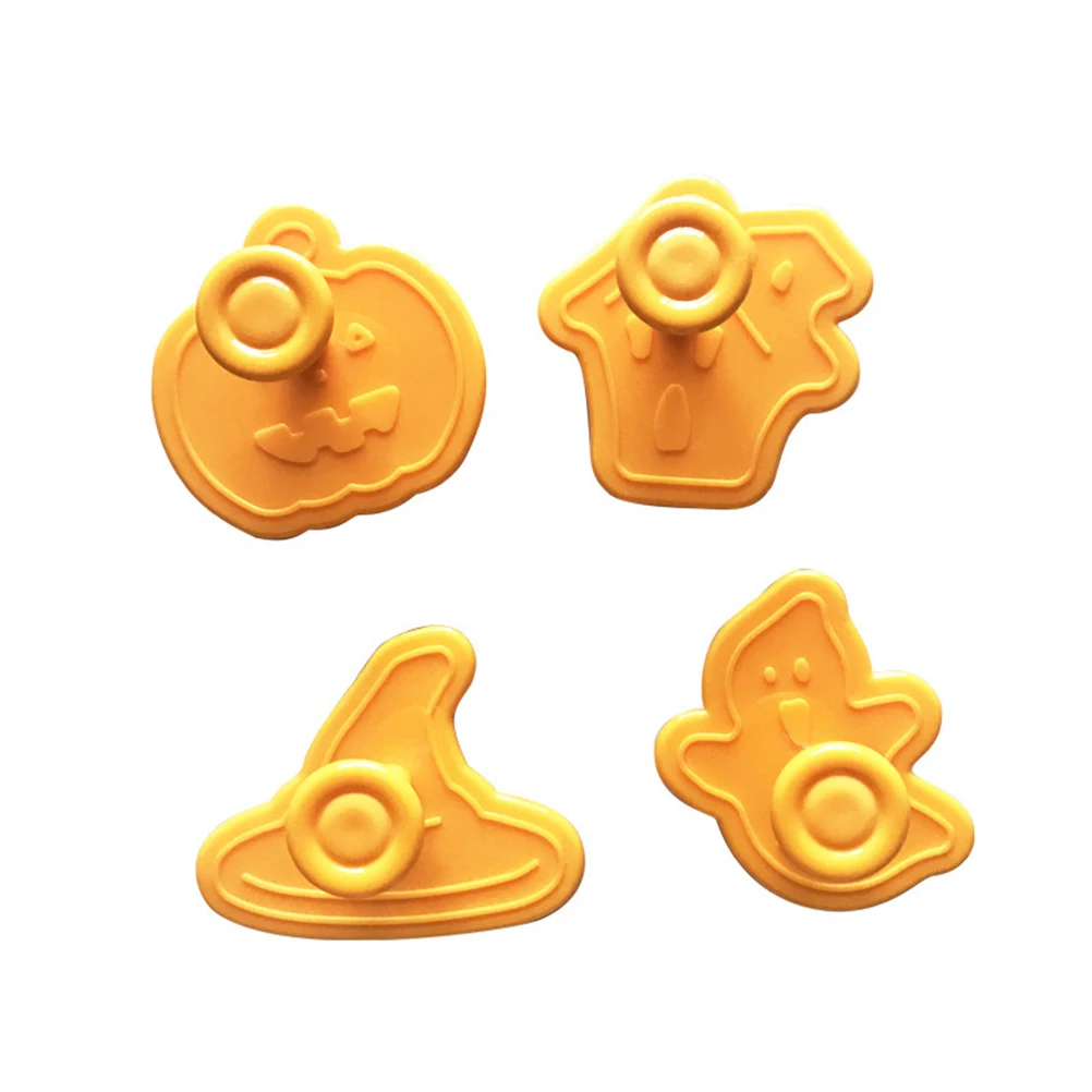 

4pcs/set Halloween Cookie Stamp Biscuit Mold 3D Cookie Plunger Cutter DIY Baking Mould Halloween Cookie Cutters For Kitchen Tool