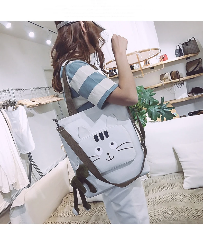 product-GF bags-Cat Cute Canvas Shoulder Bag Ladies Large Capacity Handbags For Women 2020 Casual So-1