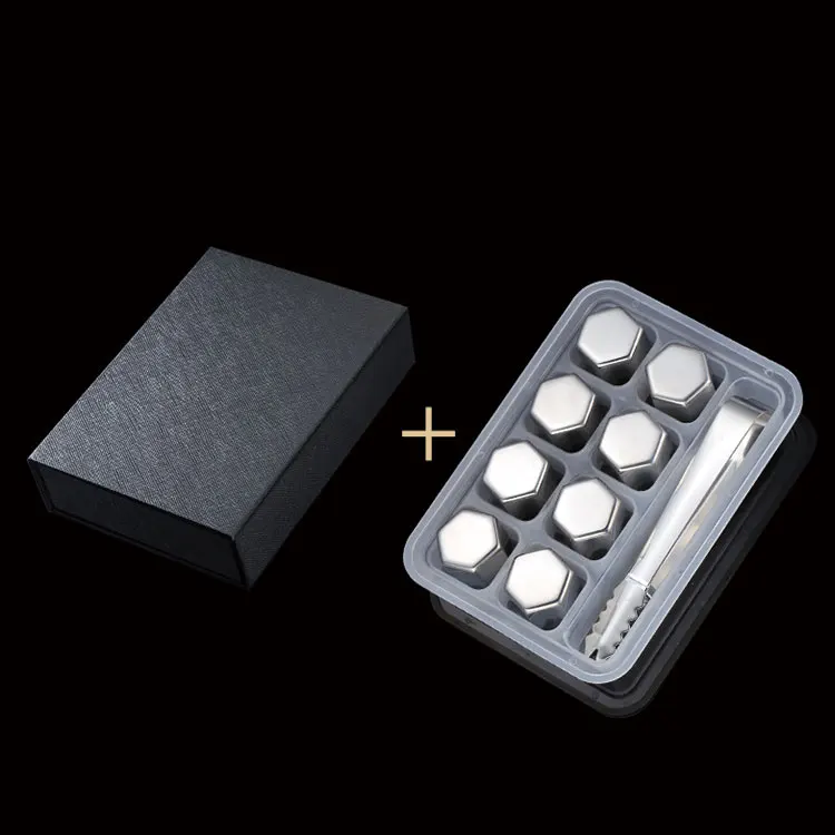 OEM gift box with 8pcs golden whiskey ice cube reusable chilling stones