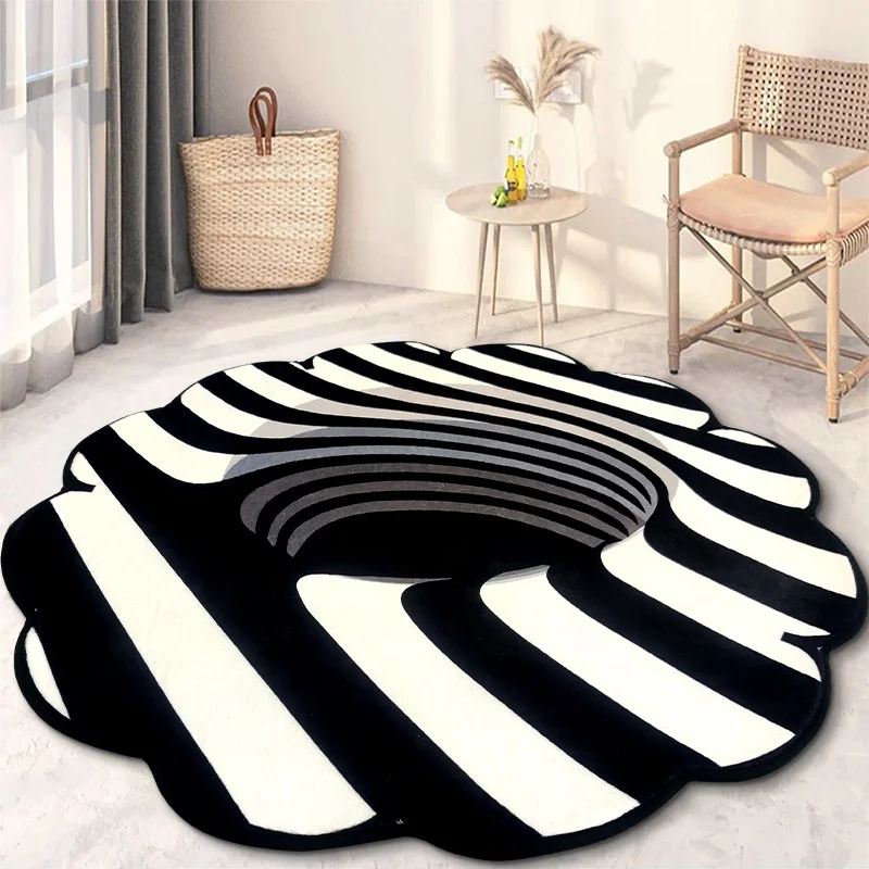 3D Living Room Decor Rug Vortex Illusion Carpet Entrance Door Mat Abstract Geometric Optical Doormat for Living Room