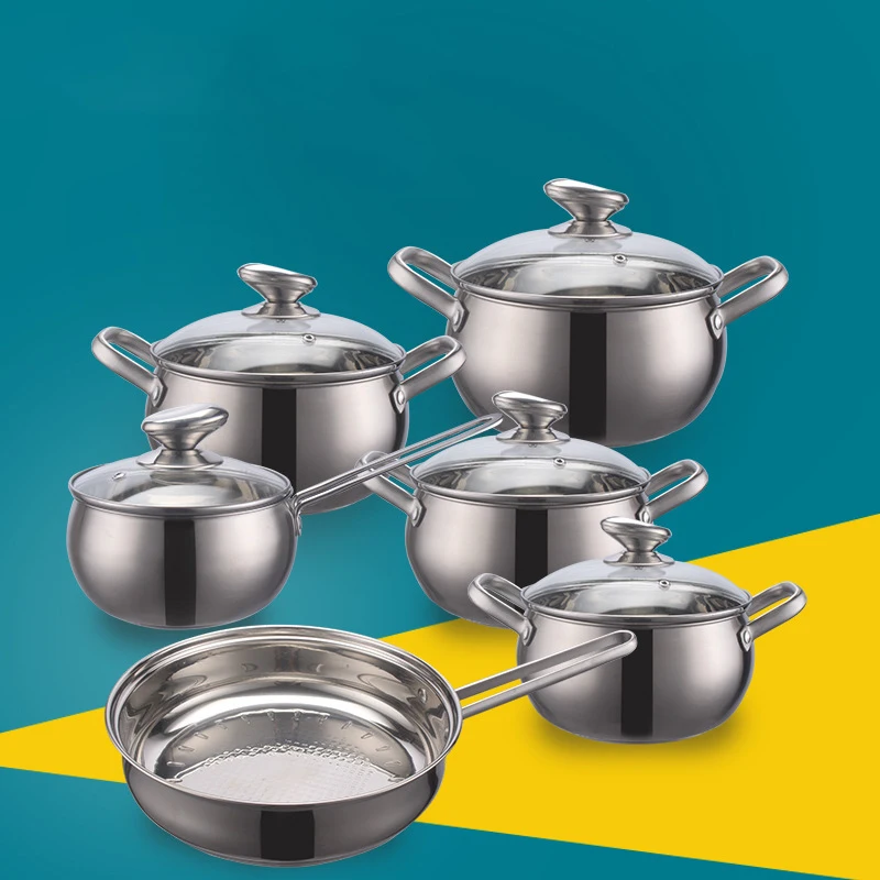 

Home kitchen pots and pans 12 pcs stainless steel cookware sets, Customized color