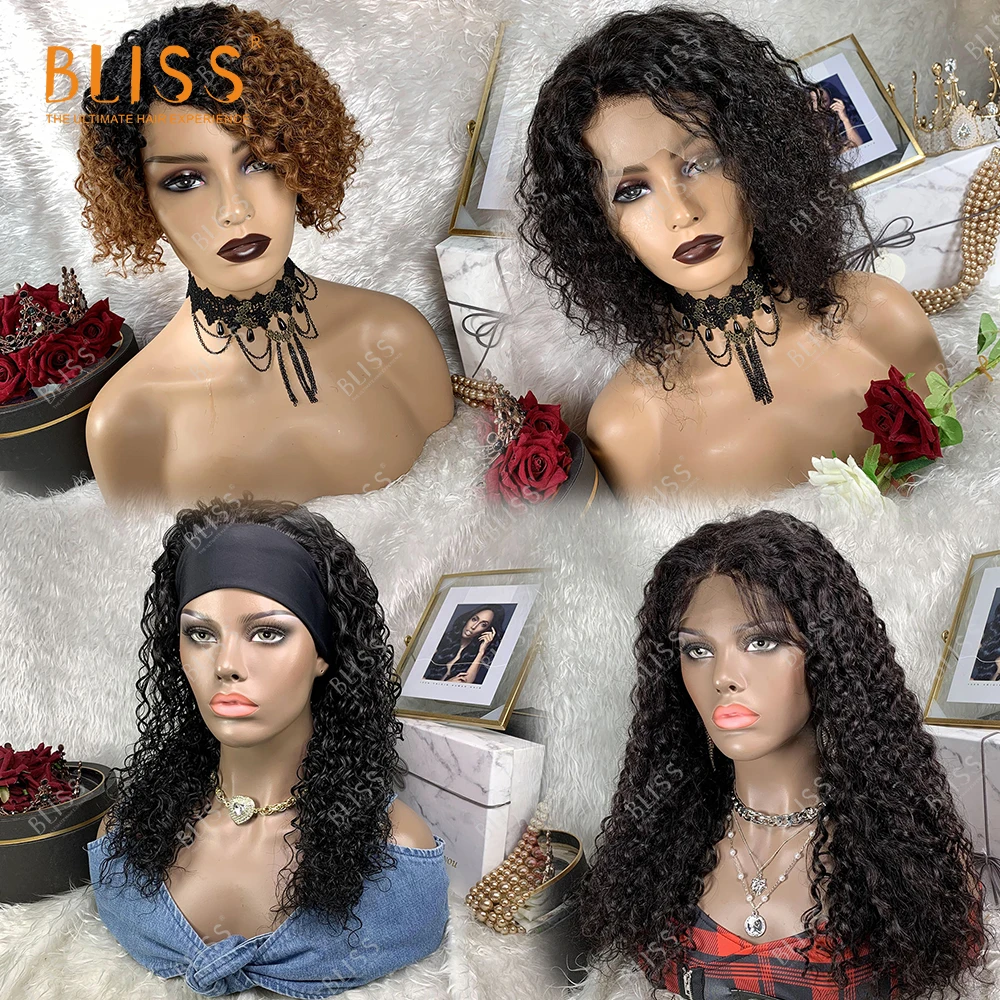 

Bliss Free Shipping Lace Front Human Hair Wigs Water Deep Wave Lace Closure Frontal Wigs Ship From Canada IN STOCKS