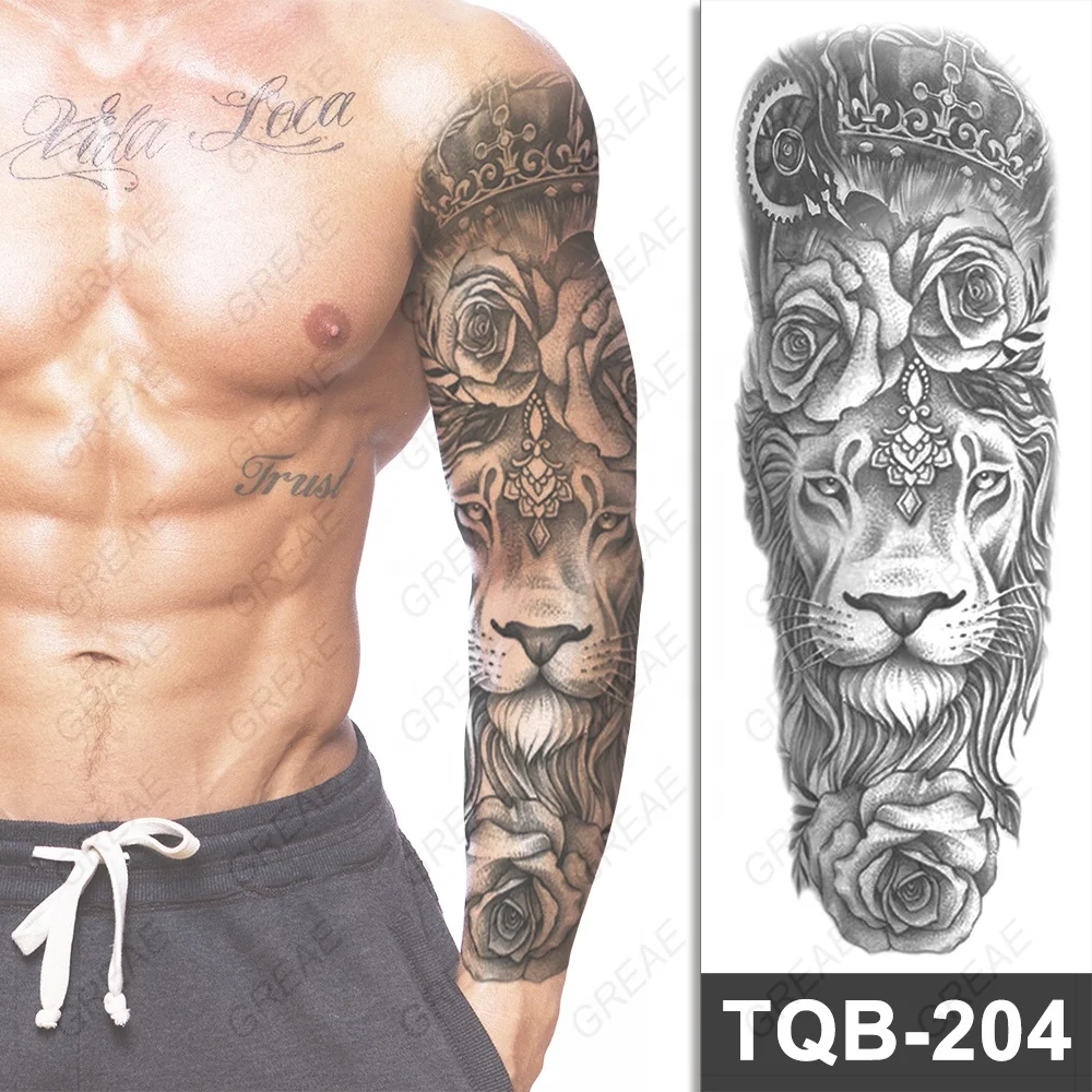 

Body Art Popular Waterproof Ink Printing Full Arm Tattoo Sticker For Men