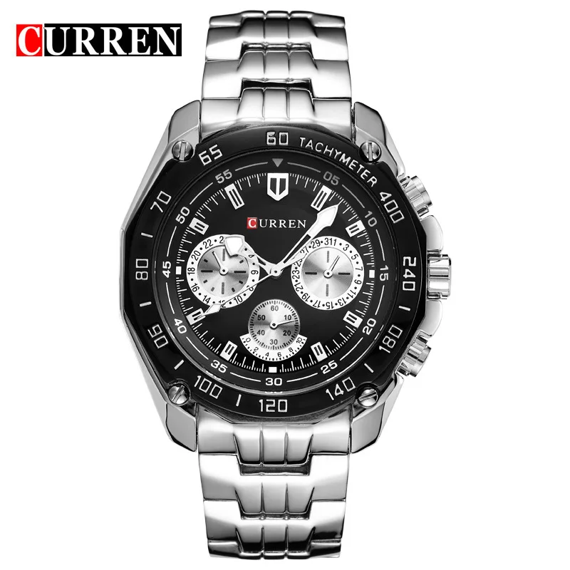 

chronograph wristwatch stainless steel band watch skeletor quartz CURREN 8077, 5 colors for you choose