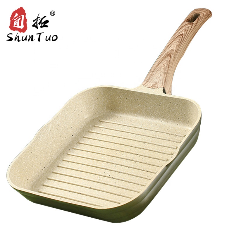 

24cm granite 4piece set detachable handle cookware non stick marble ceramic square frying pan, Customized color