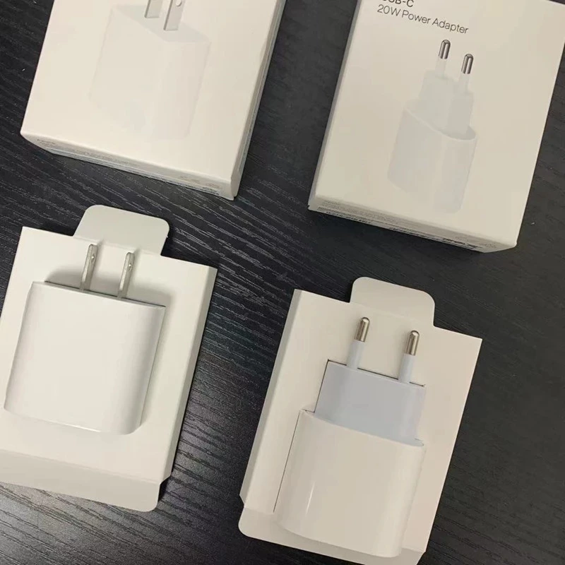 

New PD 20W charger USB-C original Adapter For iPhone 13 12 pro max Fast Charger EU US Plug 20w usb-c wall charger, White