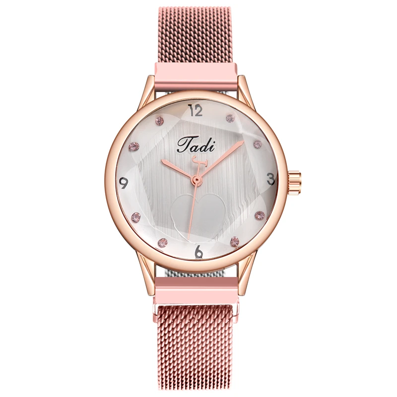 

New Korean fashion women's simple student watch diamond magnet buckle alloy lazy mesh belt quartz watch, 7 colors