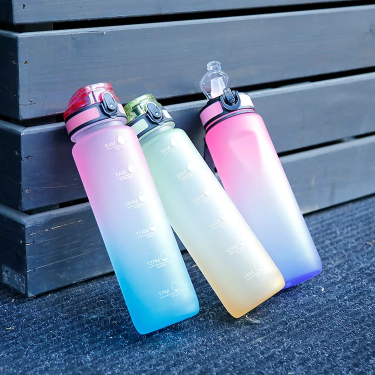 

2021 BPA Free Tritan Wholesale Large Rectangle Water Bottles Label with custom logo Sports With Straw Lid Eco-Friendly, Customized color