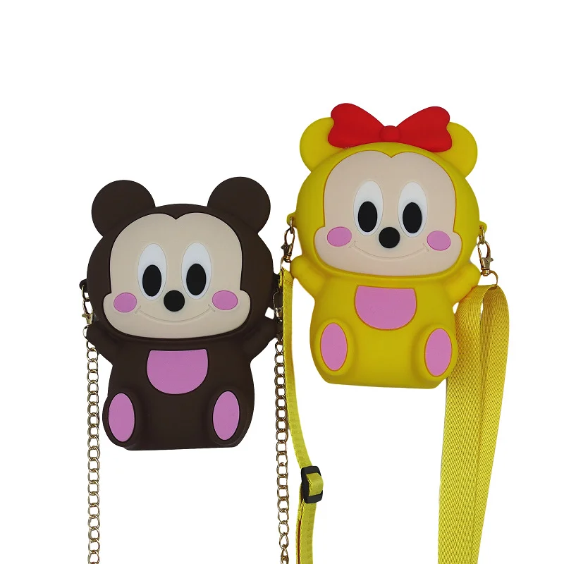 

2021 hot OEM Cartoon Silicone Shoulder Bag with bowknot Cross body women Handbags waterproof silicone Messenger Purse, Pink ,red,green,brown