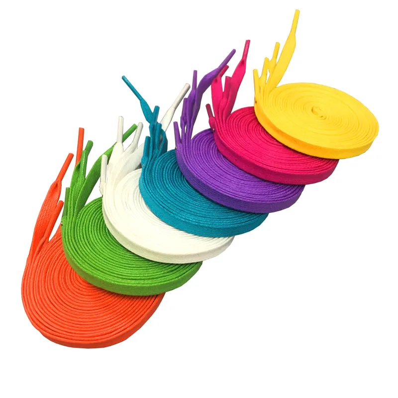 

Cotton flat bottom custom-made no minimum batch waxing laces white red blue multicolor fashionable shoelaces, Picture color or custom color