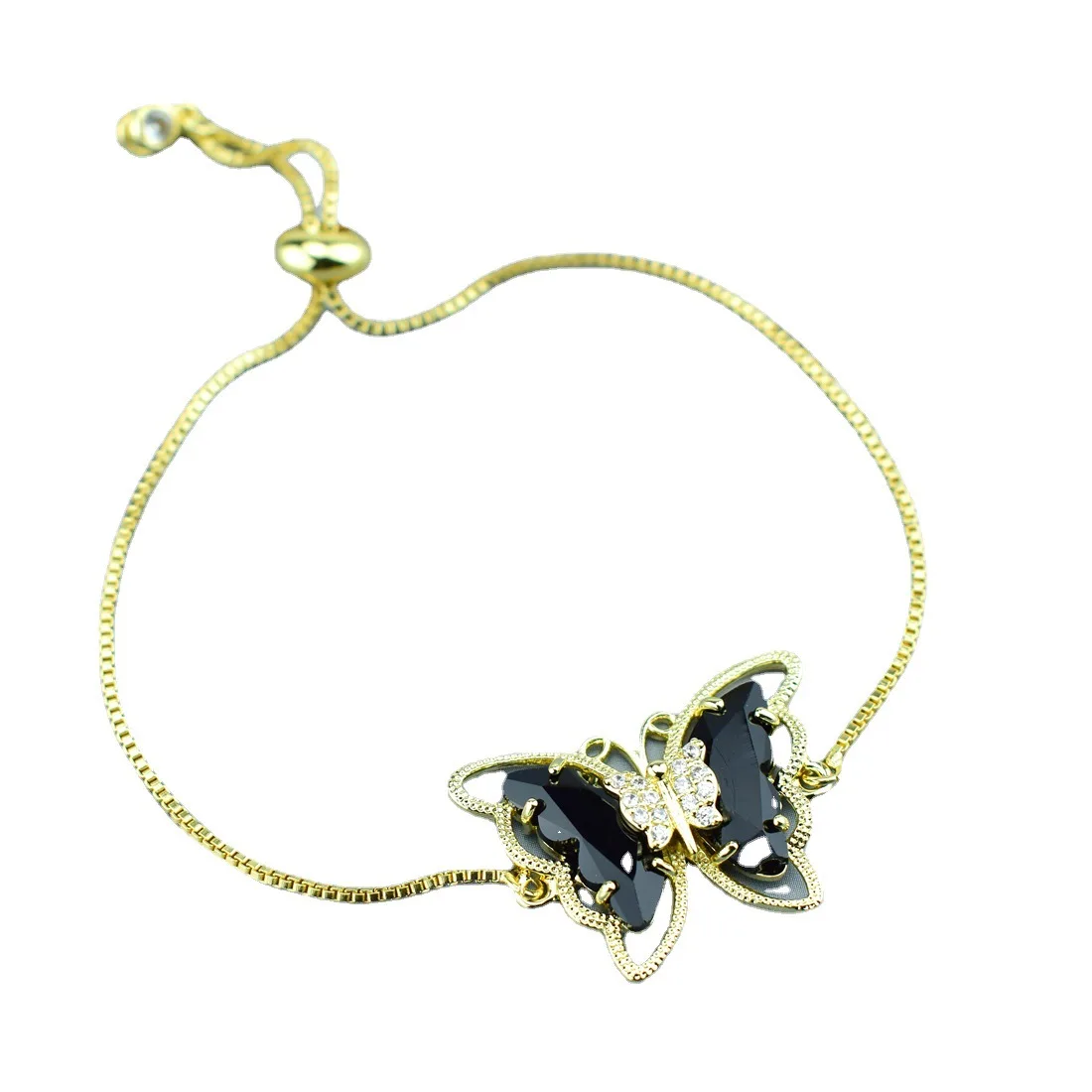 

Fashion Jewelry Zirconia Butterfly Charm Bracelets Copper Alloy Women's Bracelet Unisex