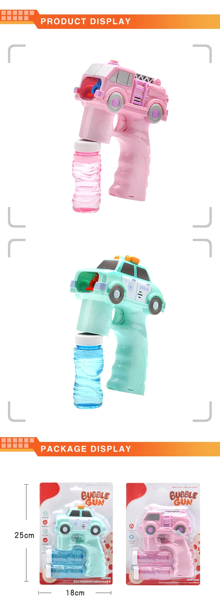 Eco-friendly automatic bubble gun fire truck police car bubble soap toys with music lamplight