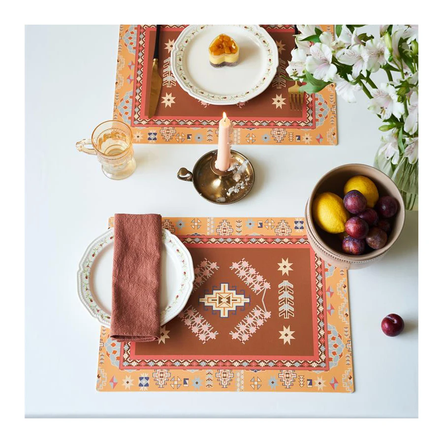 

estera de la mesa de comedor mantel individual bowl cup food mat platzset dinning table cover set luxury Leather Placemat