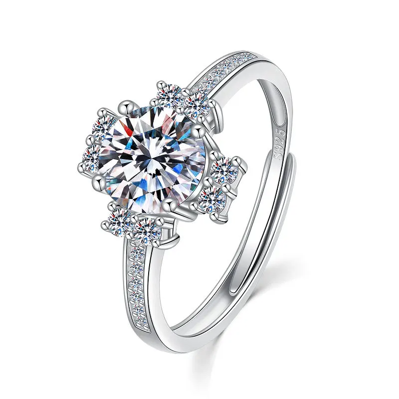 

Hot Selling Resizable 925 Silver Zircon Ring Micro CZ Sterling Silver Diamond Ring