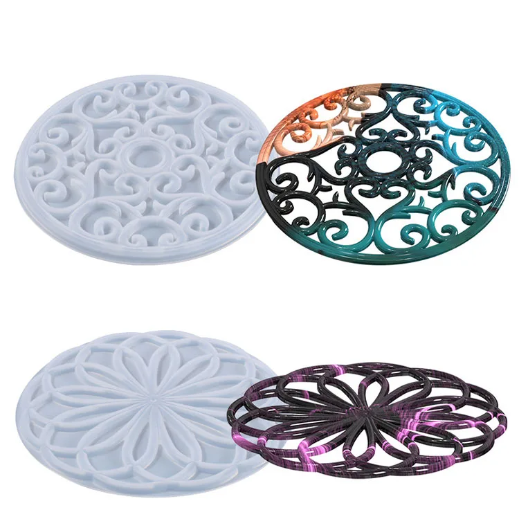

2021 New Mandala Coaster Epoxy Resin Mold Cup Mat Placemat Casting Silicone Mold DIY Crafts Home Decorations Making Tools