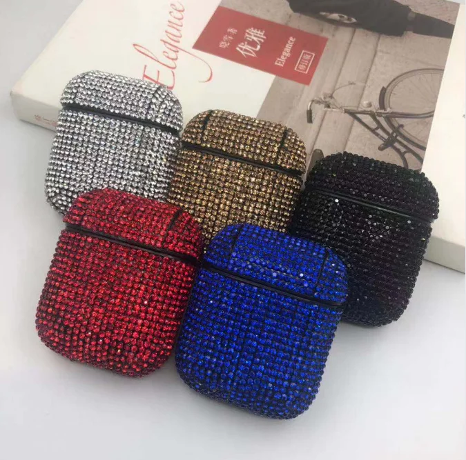 

Drop Shipping 1/2 Case Accessories Earphone Rhinestone Cover Glitter Protection Charging Case For AirPods Pro 3 Bags, As photo