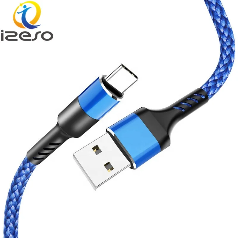 

High Speed 3A Fast Charging USB C Cable 2m 6ft Braided Nylon Fabric Cord Free Shipping, Red black blue purple