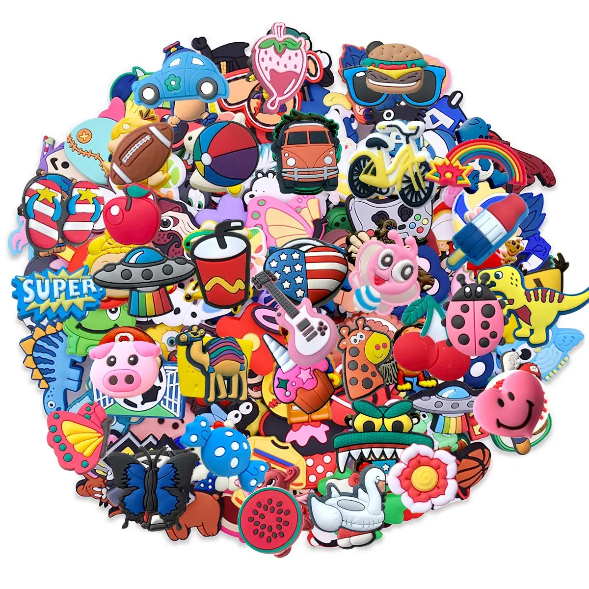 

Lot of 25 50 100pcs Random PVC Different Teddy Bear Croc Charms For Shoe Decoration & Bracelet Wristband Party Gifts, Customized color