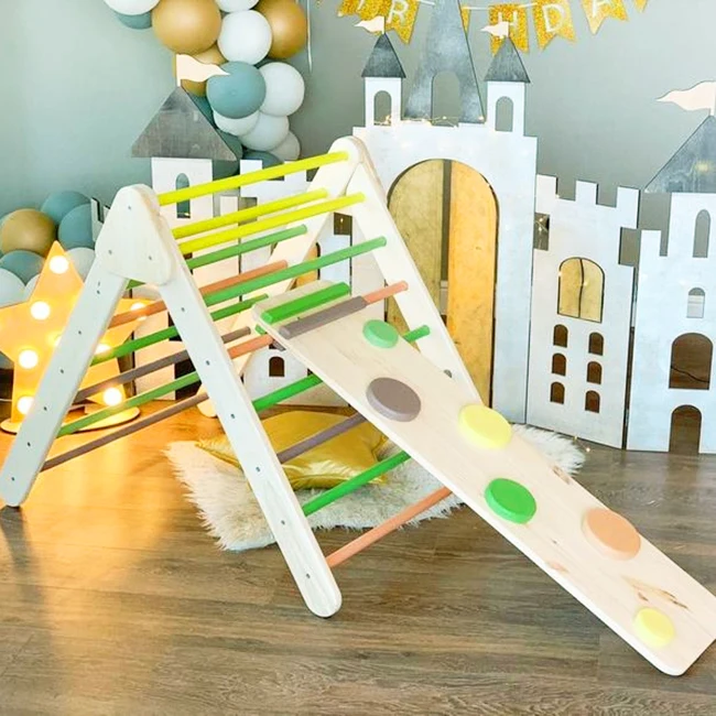

XIHA Baby Climbing Toys Kids Indoor Triangle Wooden Climbing Gym Frame Preschool Furniture Toys Montessori Pikler Triangle Fram, Natural or colored