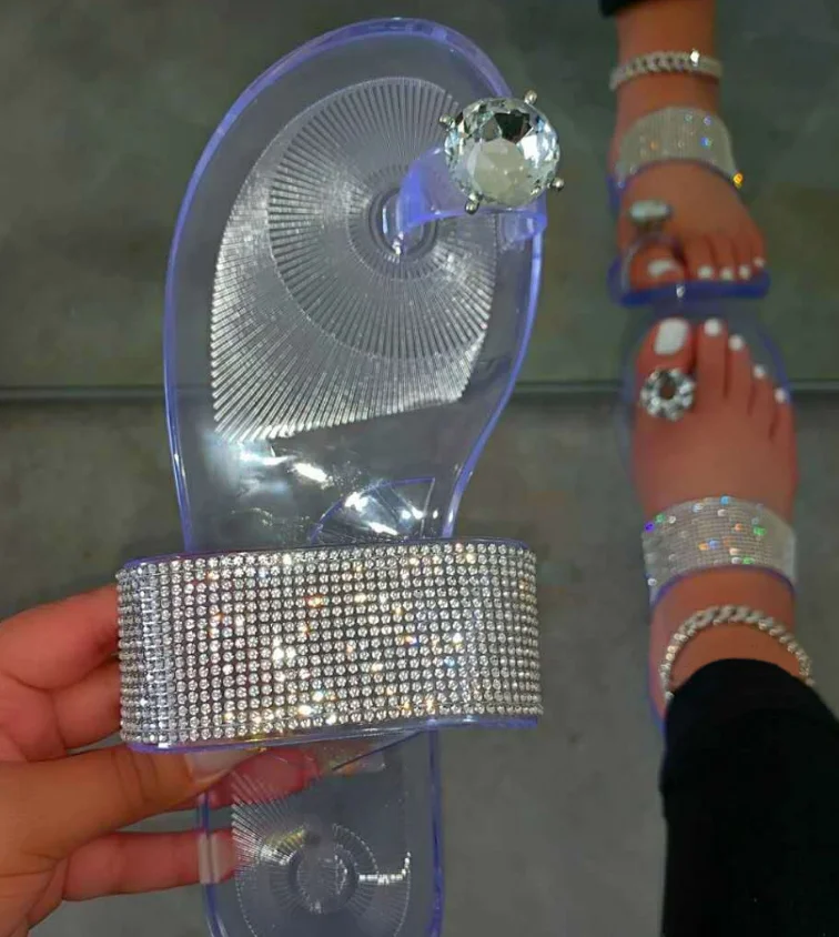 

Bling Bling Transparent Plastic Crystal Jelly Slipper Sandals For Women Zapatillas de cristal mujer, Customized color